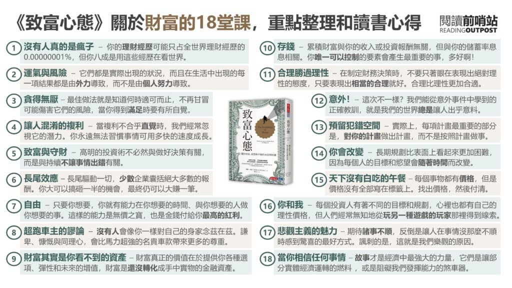《致富心態》讀後心得:一張圖讀完重點,我最推薦的理財書 2 《致富心態》關於財富的18堂課,重點整理和讀書心得