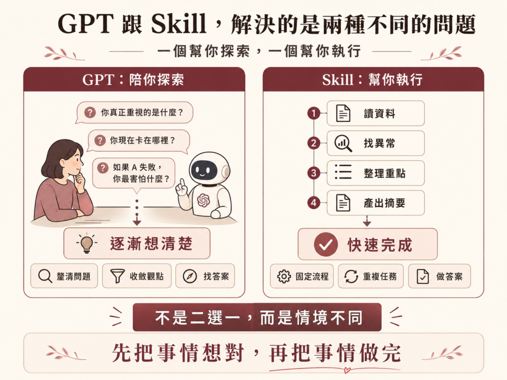 GPT 會被 Skill 取代嗎？怎麼選？看懂兩者差異與使用時機